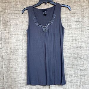 BCBGMaxAzria embroidered tank top color pewter